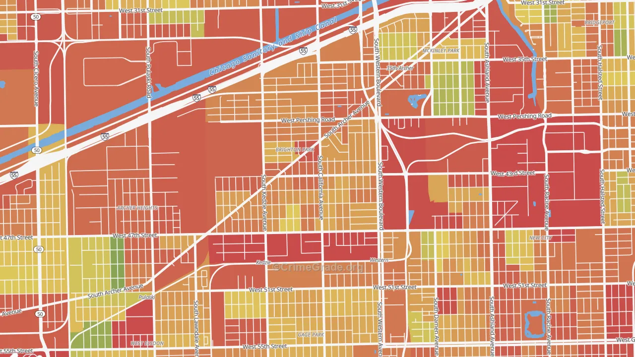 Brighton Park, Chicago, IL Map of Theft Rates