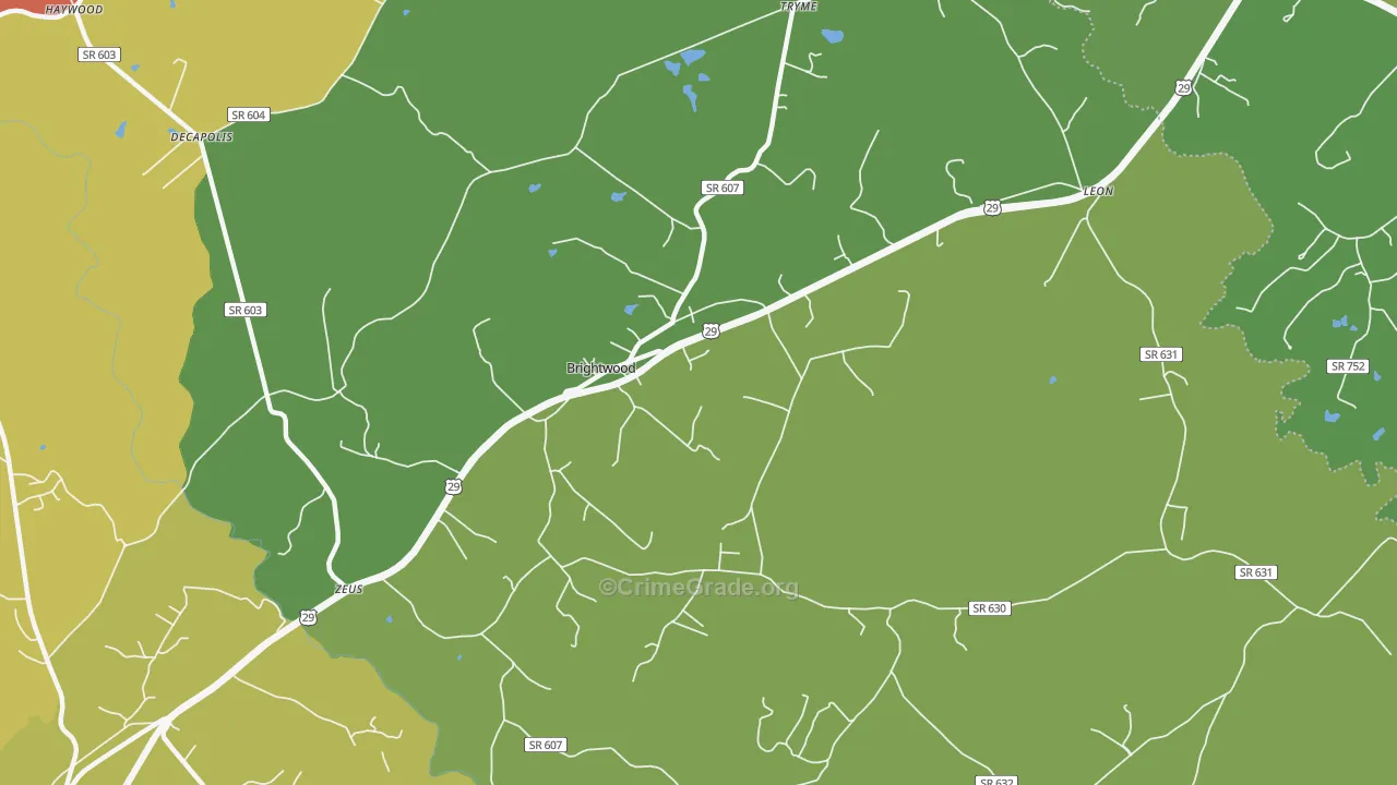 Brightwood, VA Map of Theft Rates