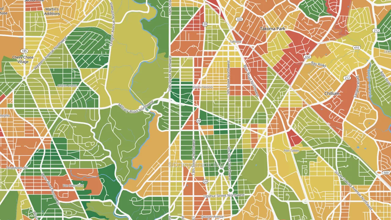 Brightwood, Washington, DC Map of Theft Rates