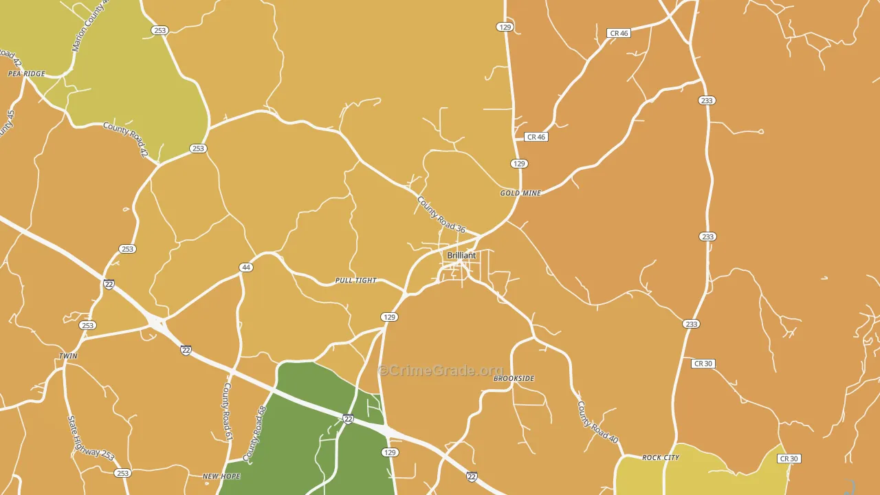 Brilliant, AL Map of Theft Rates
