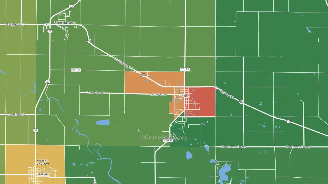 Brillion, WI Map of Theft Rates