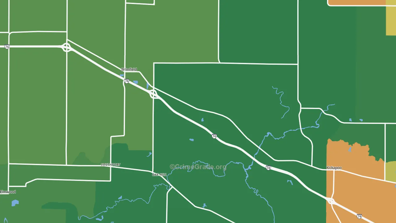 Brimfield, IL Map of Theft Rates