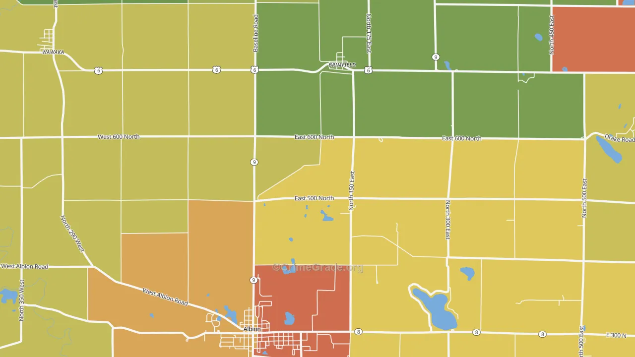 Brimfield, IN Map of Theft Rates