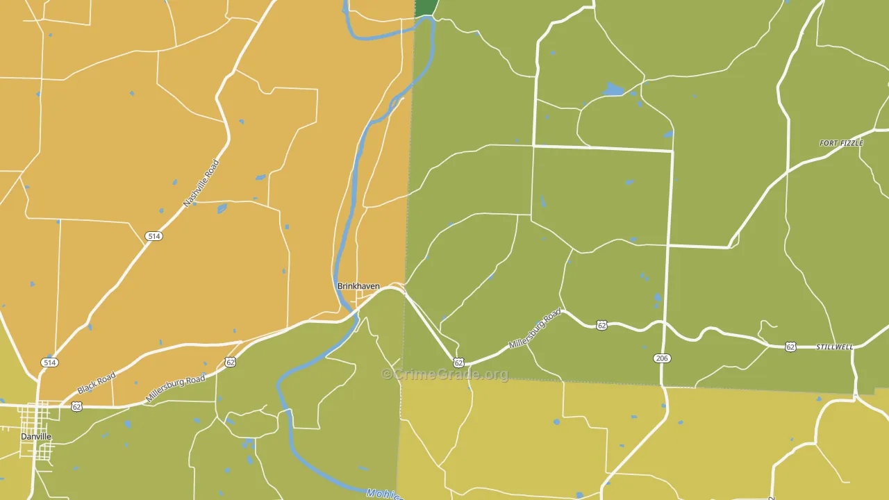 Brinkhaven, OH Map of Theft Rates