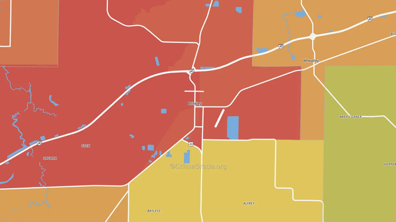 Brinkley, AR Map of Theft Rates
