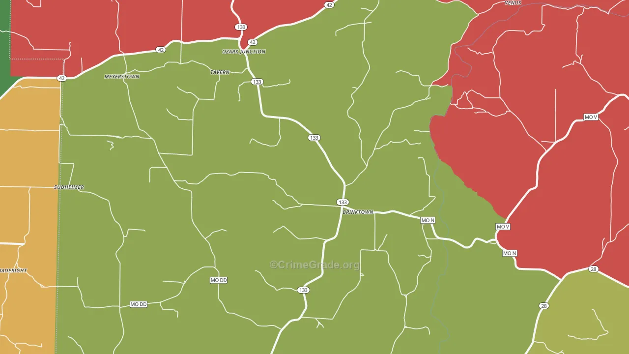 Brinktown, MO Map of Theft Rates