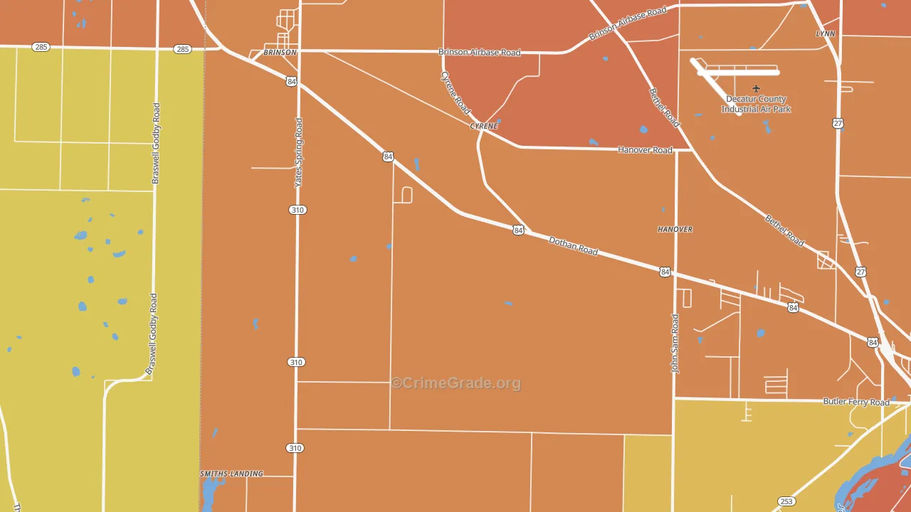Brinson, GA Map of Theft Rates