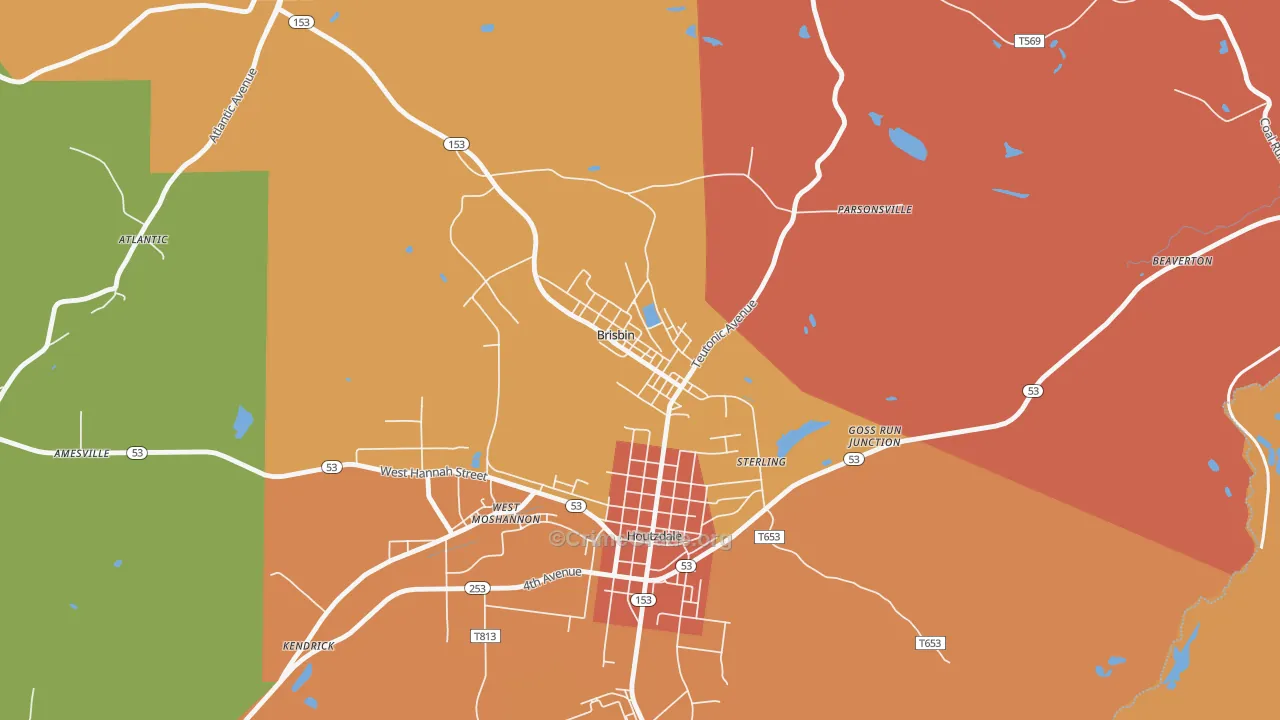 Brisbin, PA Map of Theft Rates