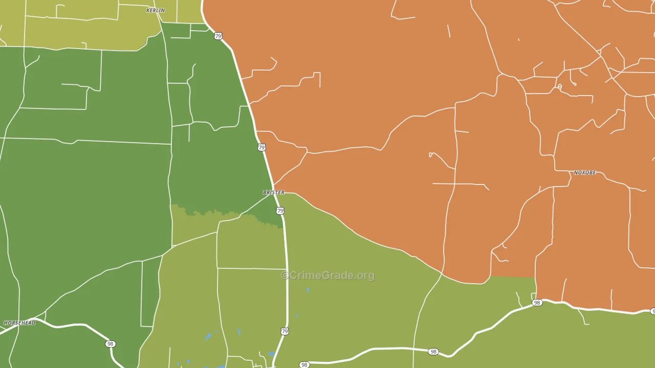 Brister, AR Map of Theft Rates