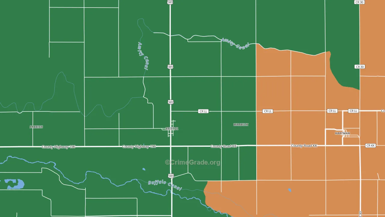 Bristol, CO Map of Theft Rates