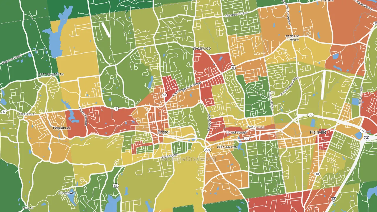 Bristol, CT Map of Theft Rates