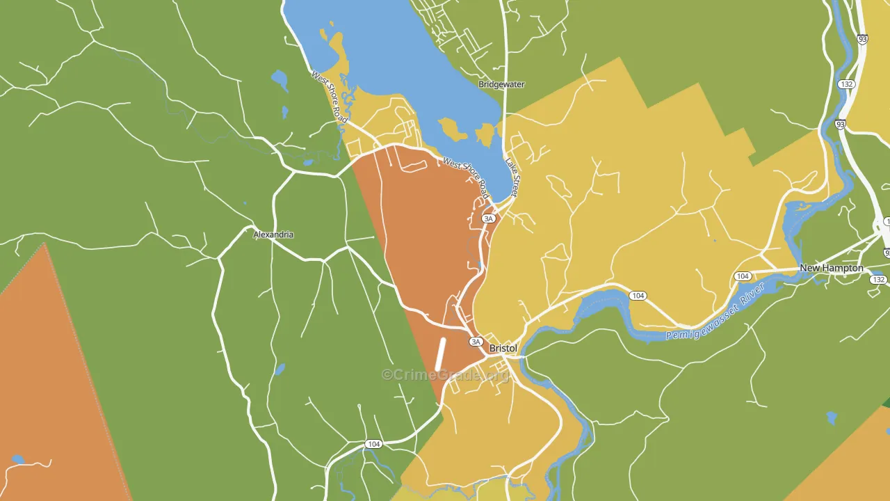 Bristol, NH Map of Theft Rates