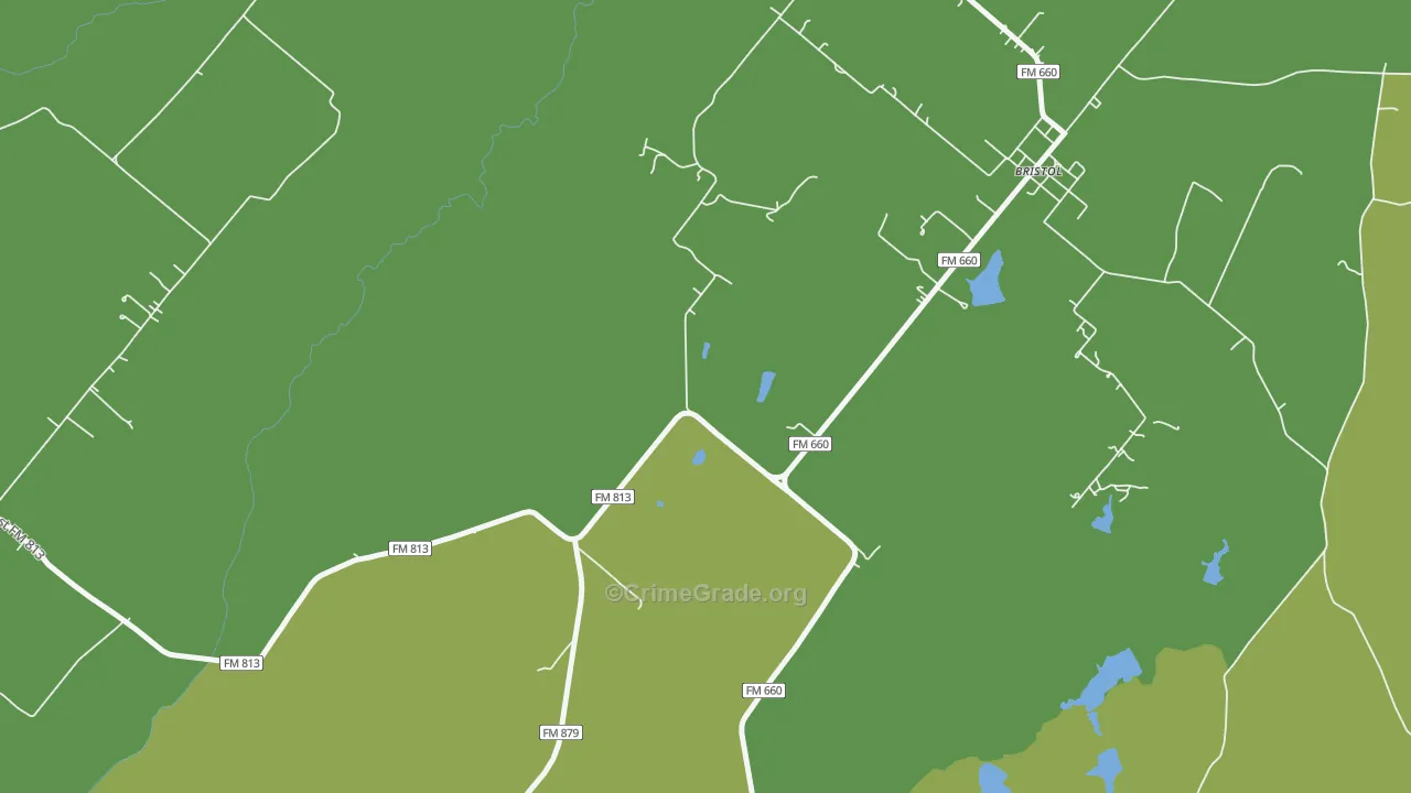 Bristol, TX Map of Theft Rates