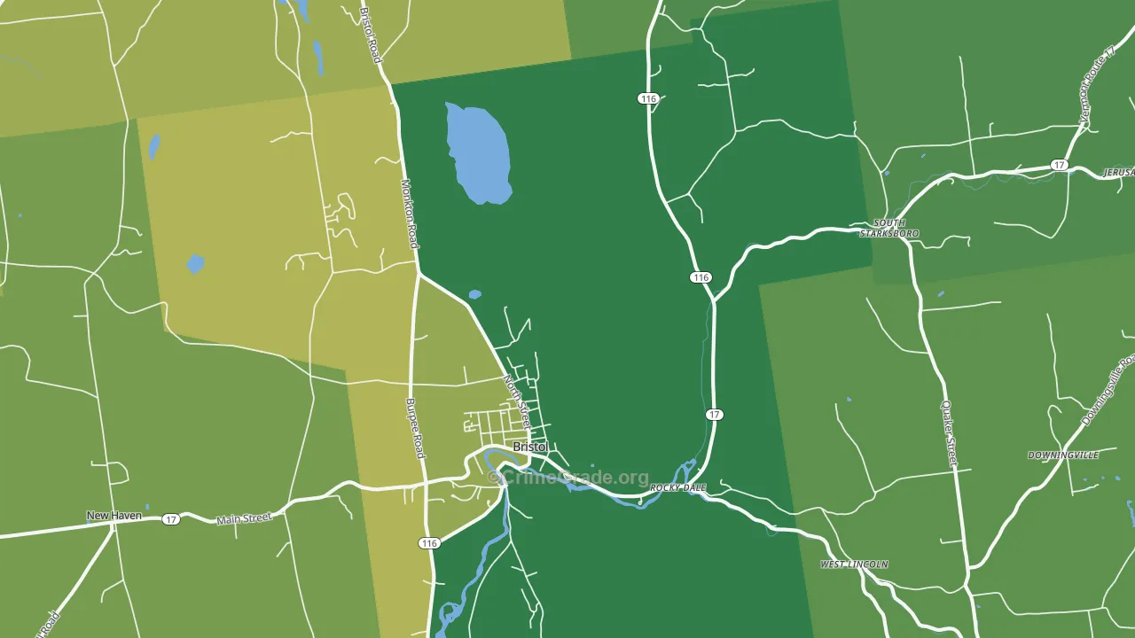 Bristol, VT Map of Theft Rates