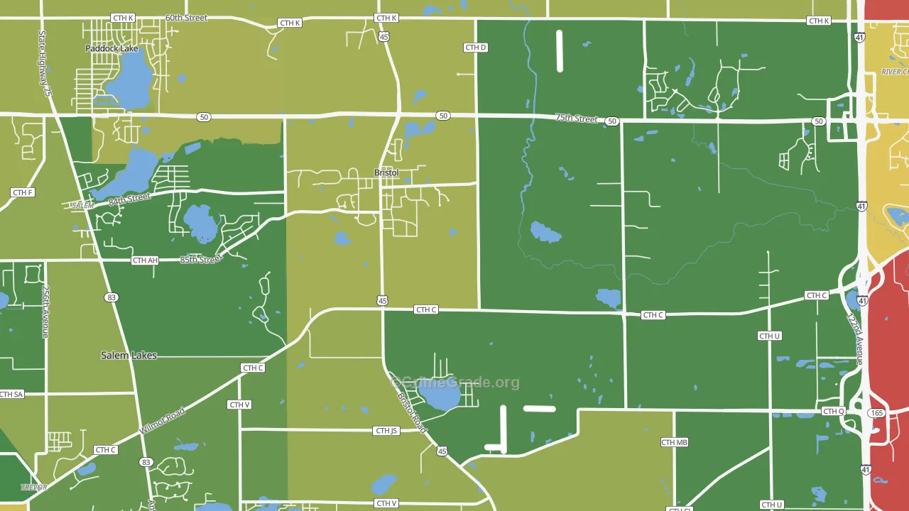 Bristol, WI Map of Theft Rates