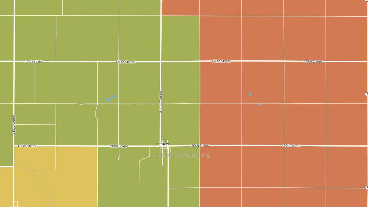 Bristow, IA Map of Theft Rates