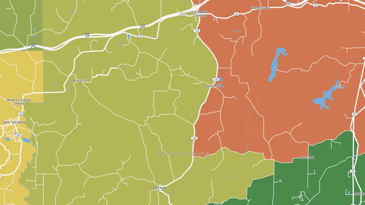 Bristow, IN Map of Theft Rates