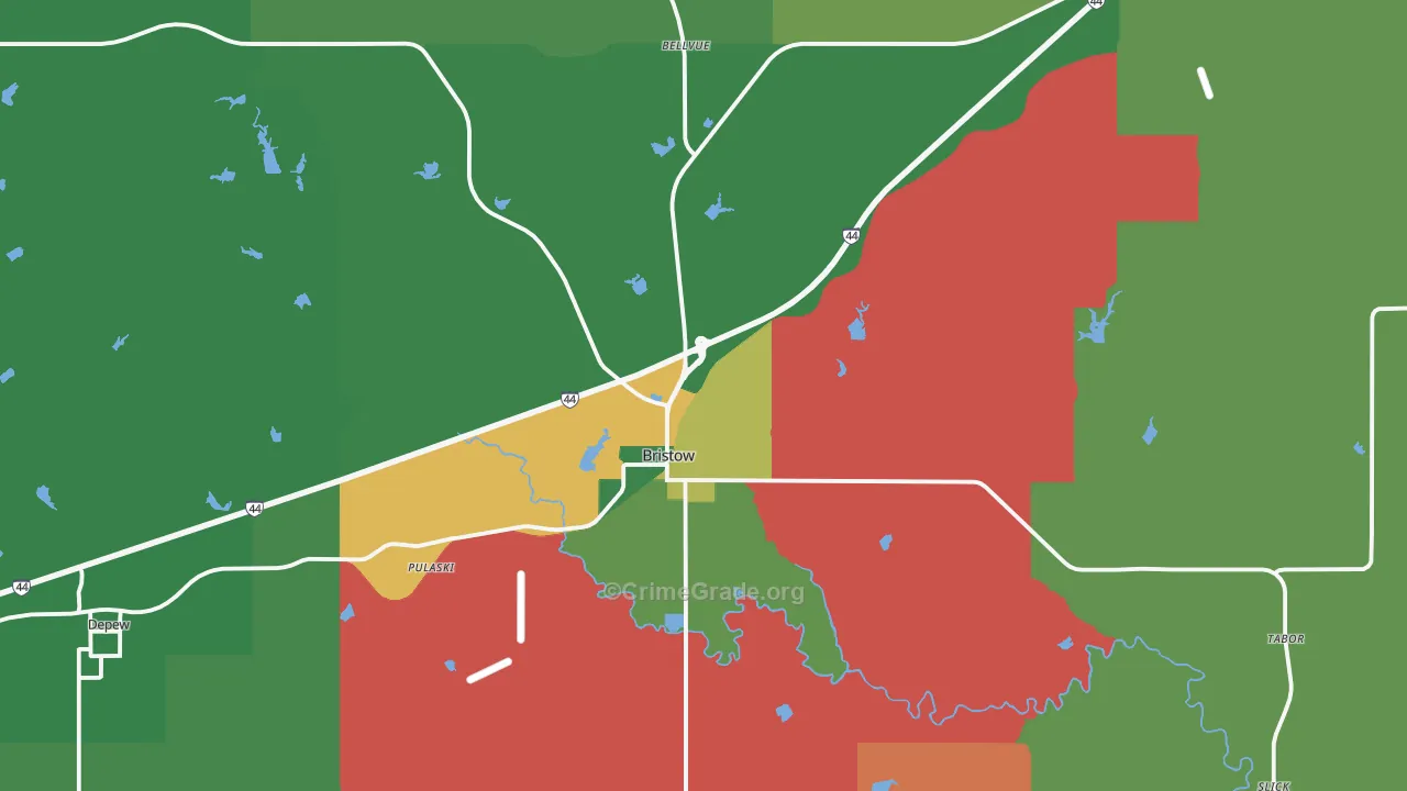 Bristow, OK Map of Theft Rates