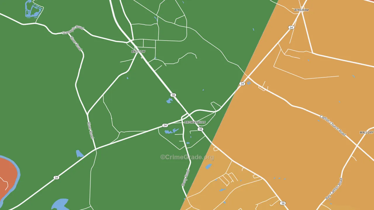 Bristow, SC Map of Theft Rates