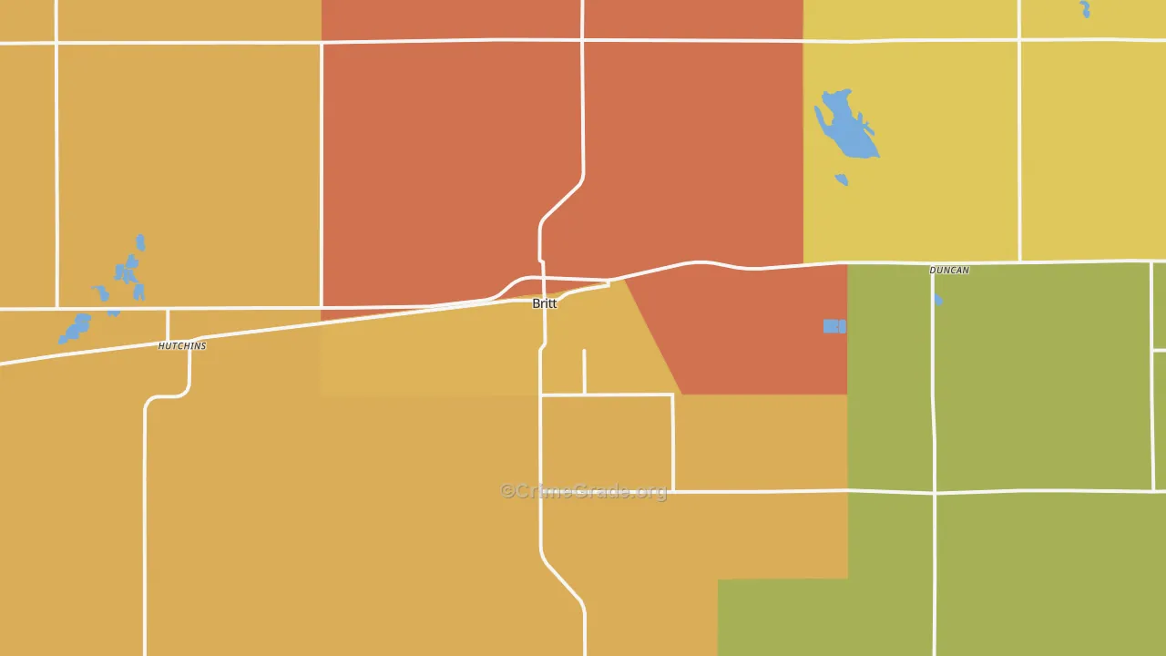 Britt, IA Map of Theft Rates