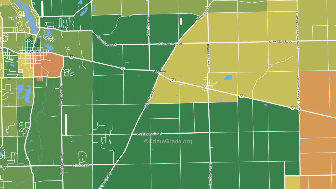 Britton, MI Map of Theft Rates