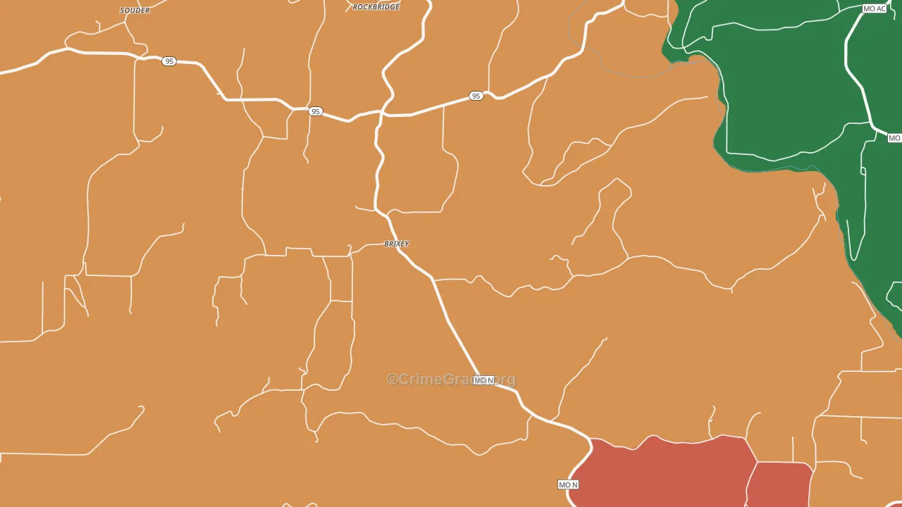 Brixey, MO Map of Theft Rates