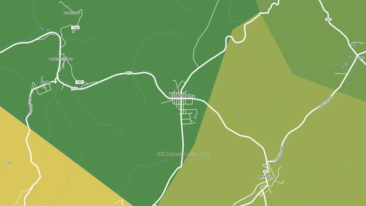 Broad Top City, PA Map of Theft Rates