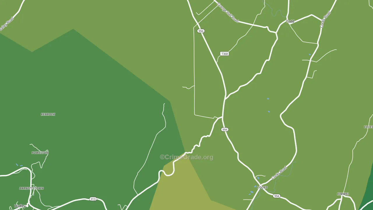 Broad Top, PA Map of Theft Rates