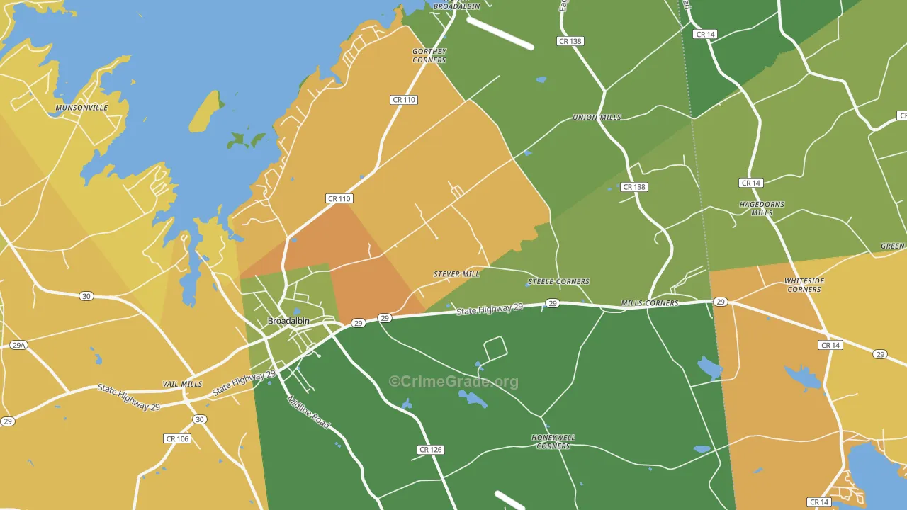 Broadalbin, NY Map of Theft Rates