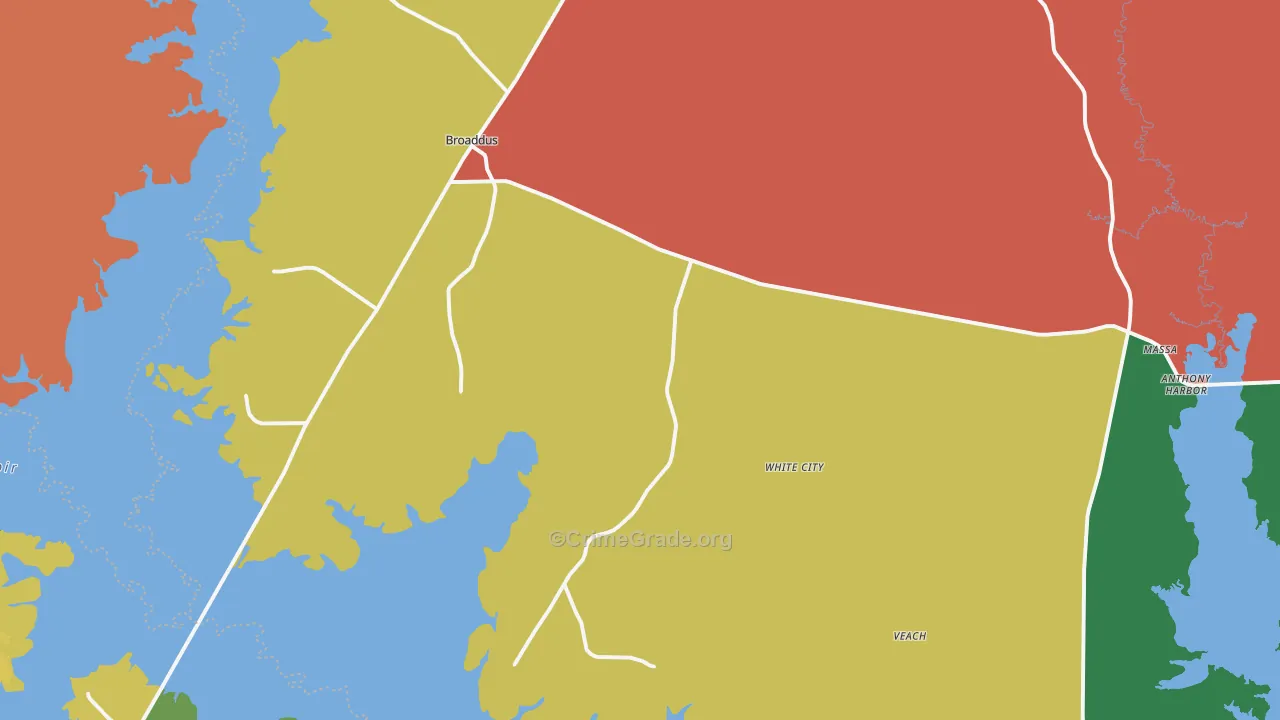 Broaddus, TX Map of Theft Rates