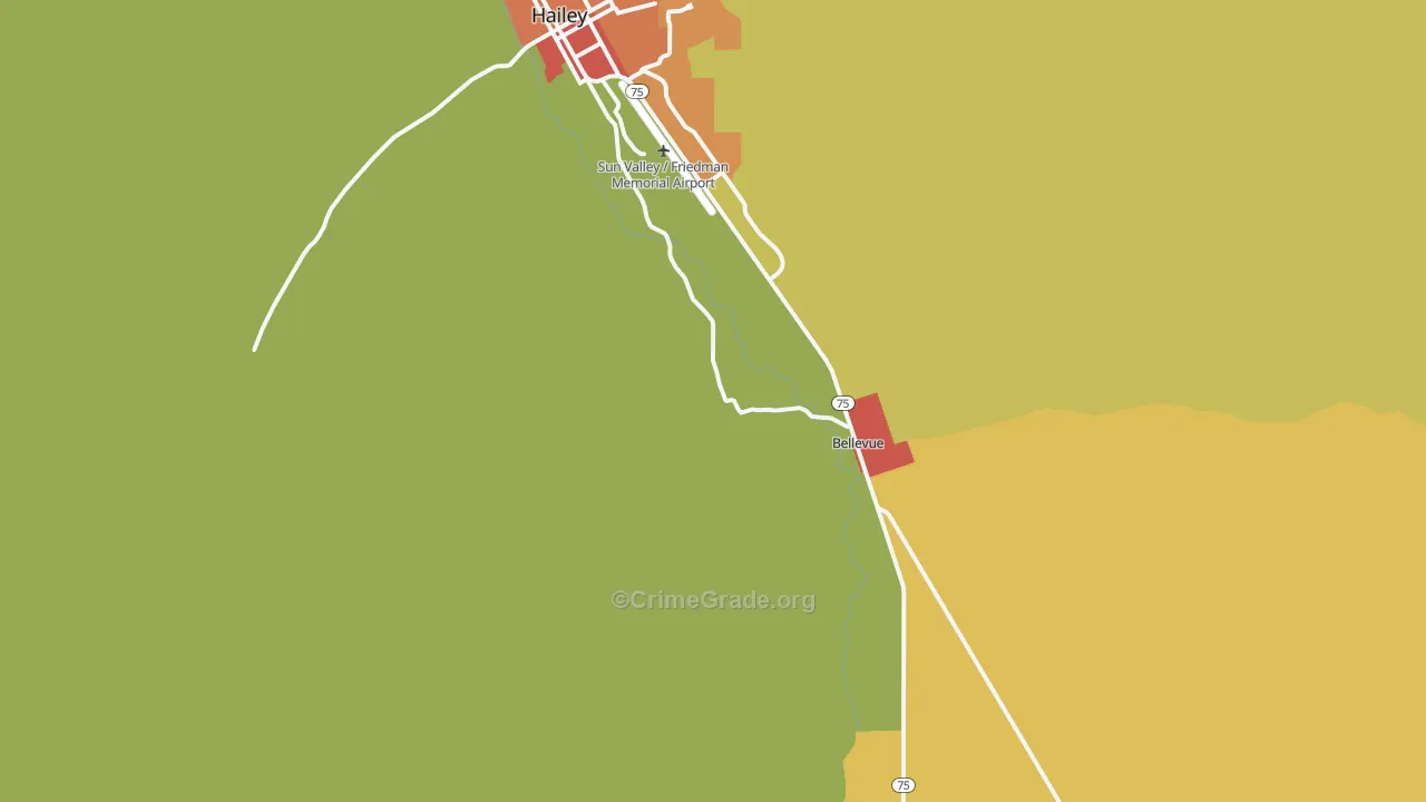 Broadford, ID Map of Theft Rates