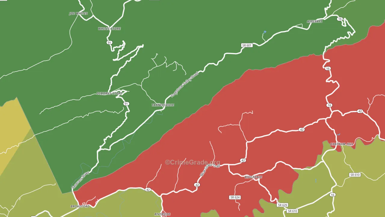 Broadford, VA Map of Theft Rates