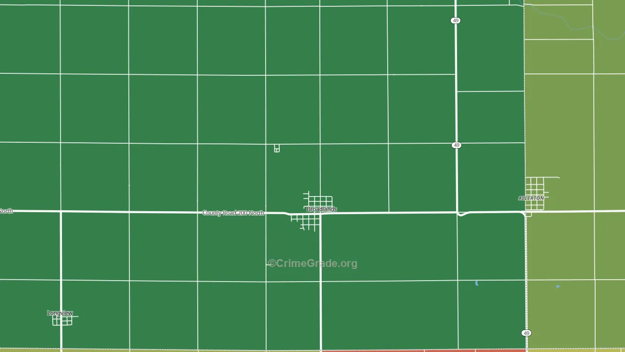 Broadlands, IL Map of Theft Rates