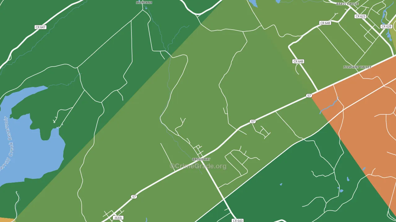Broadway, NJ Map of Theft Rates