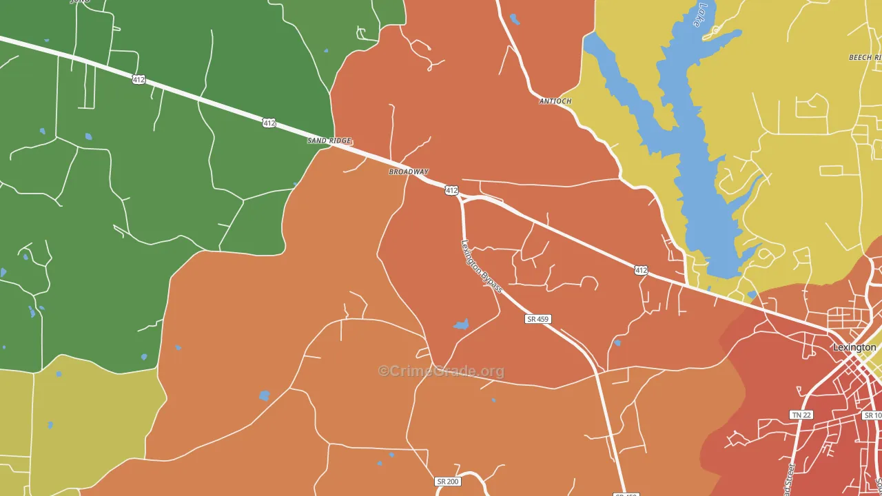 Broadway, TN Map of Theft Rates