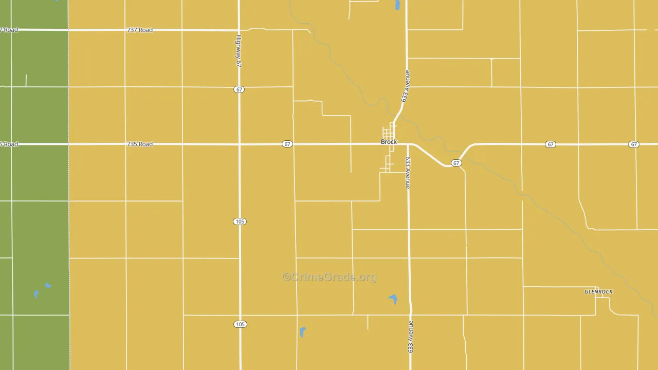 Brock, NE Map of Theft Rates
