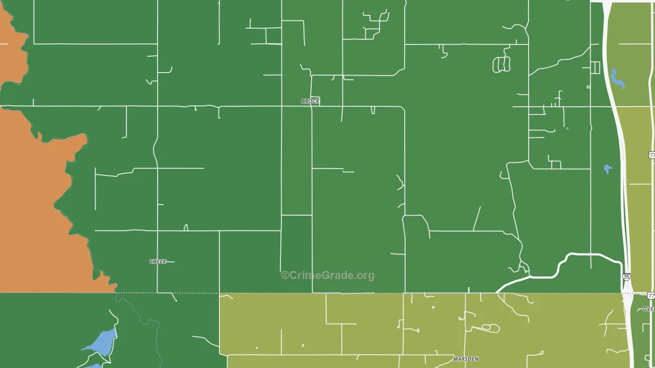 Brock, OK Map of Theft Rates