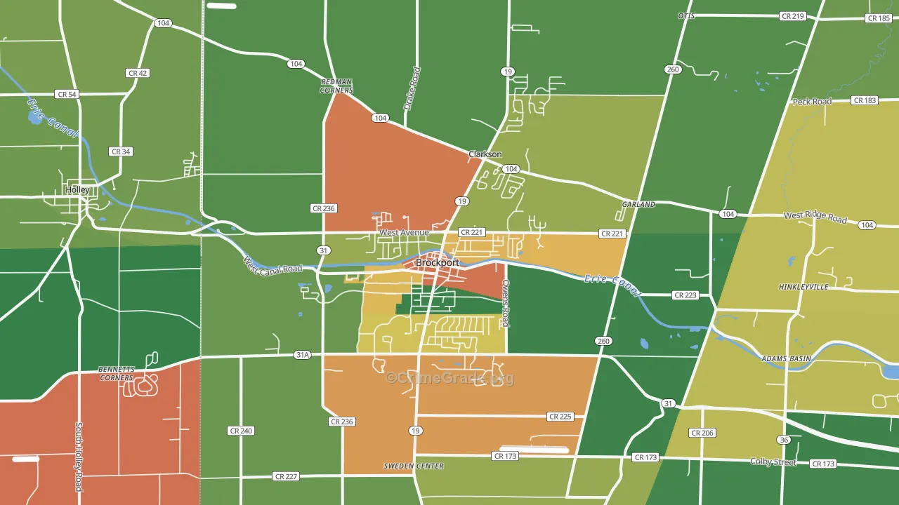 Brockport, NY Map of Theft Rates
