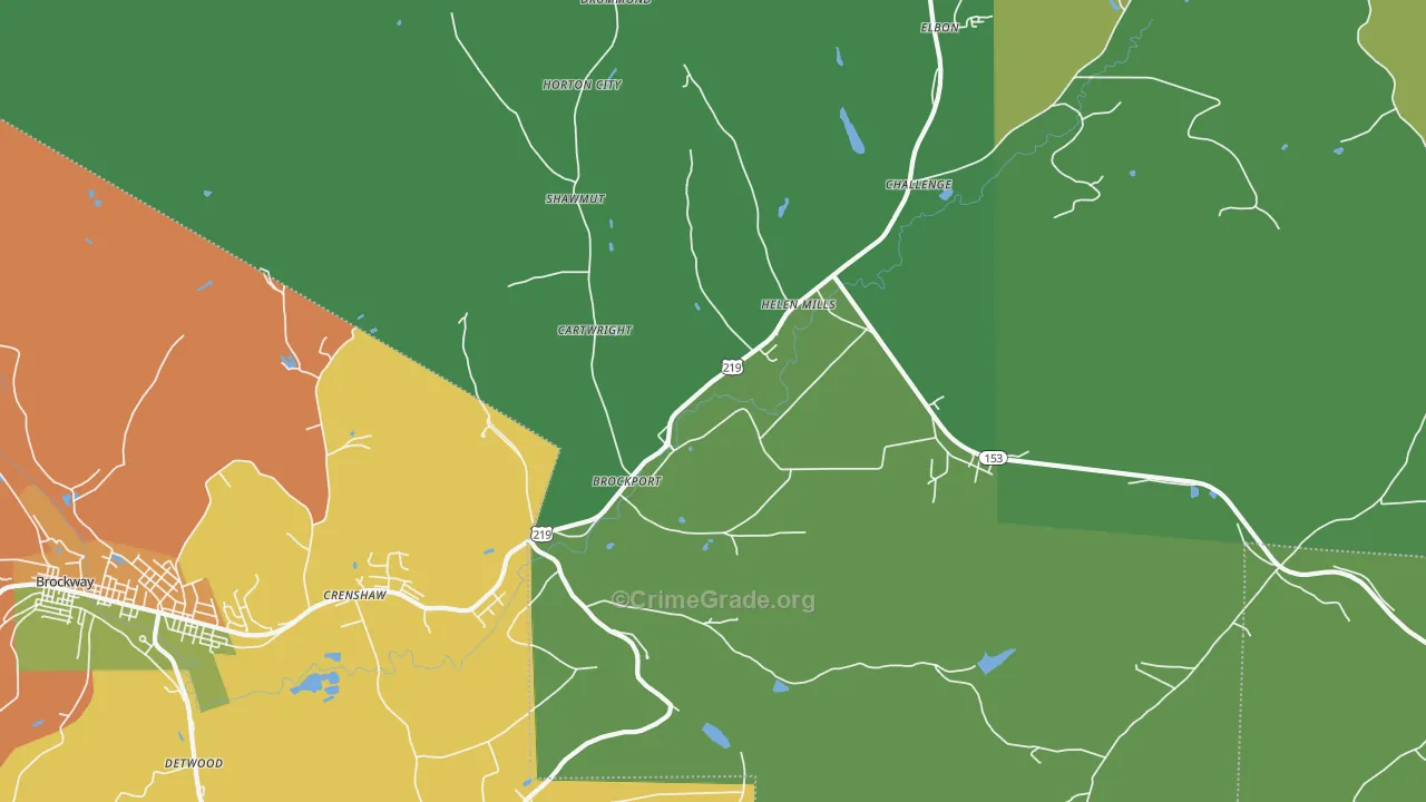 Brockport, PA Map of Theft Rates