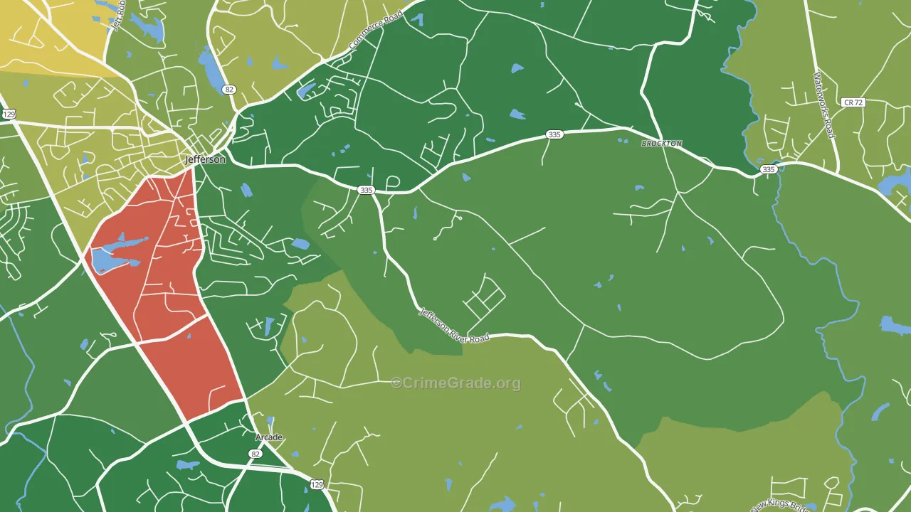 Brockton, GA Map of Theft Rates