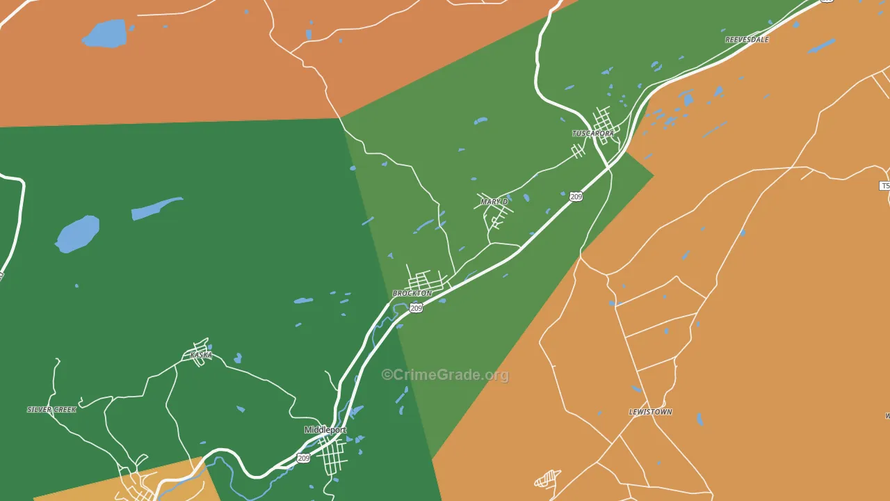 Brockton, PA Map of Theft Rates