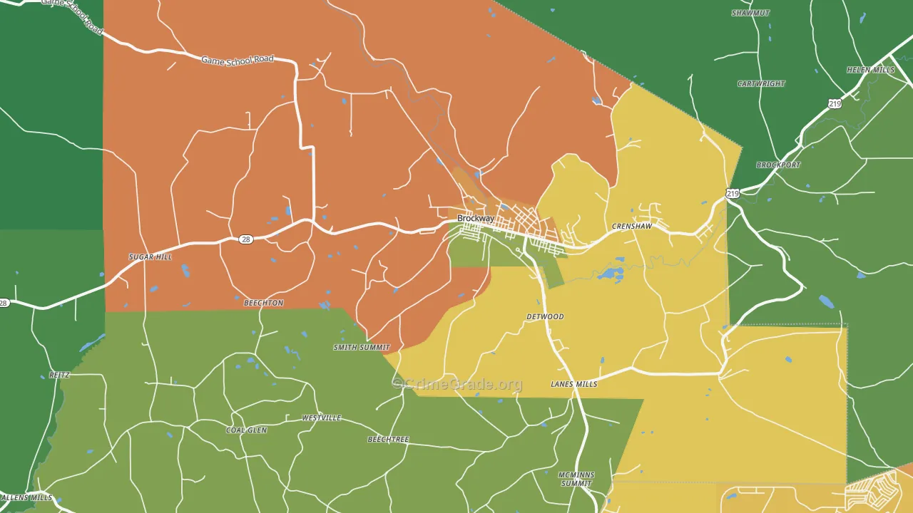 Brockway, PA Map of Theft Rates
