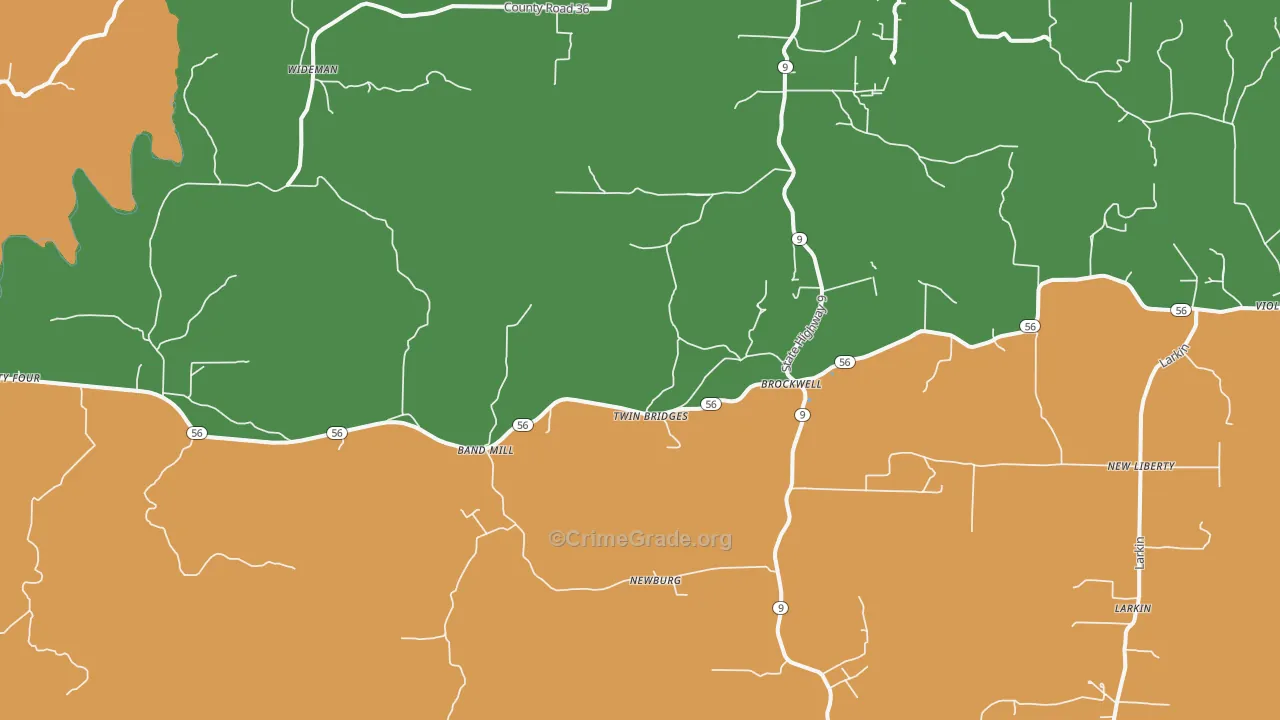 Brockwell, AR Map of Theft Rates