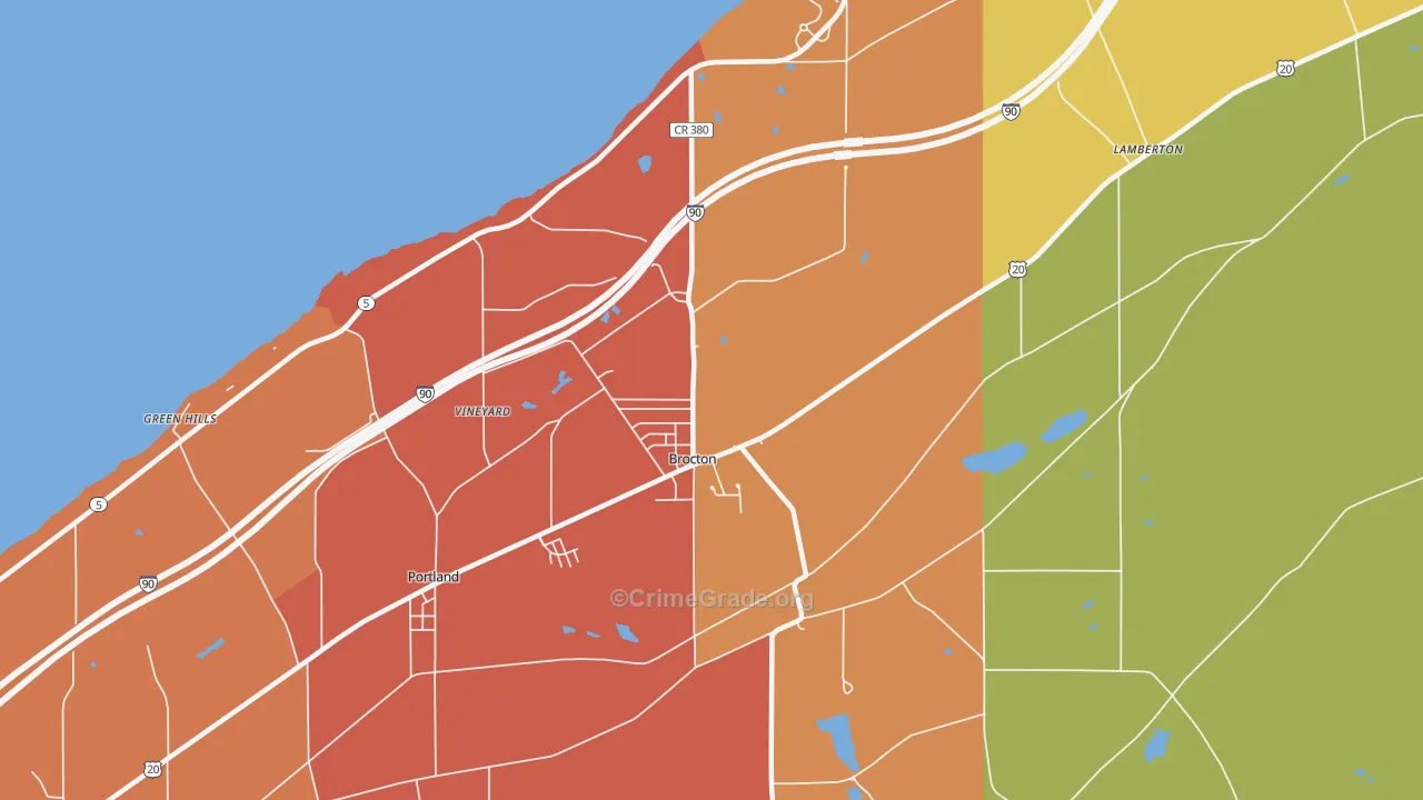 Brocton, NY Map of Theft Rates