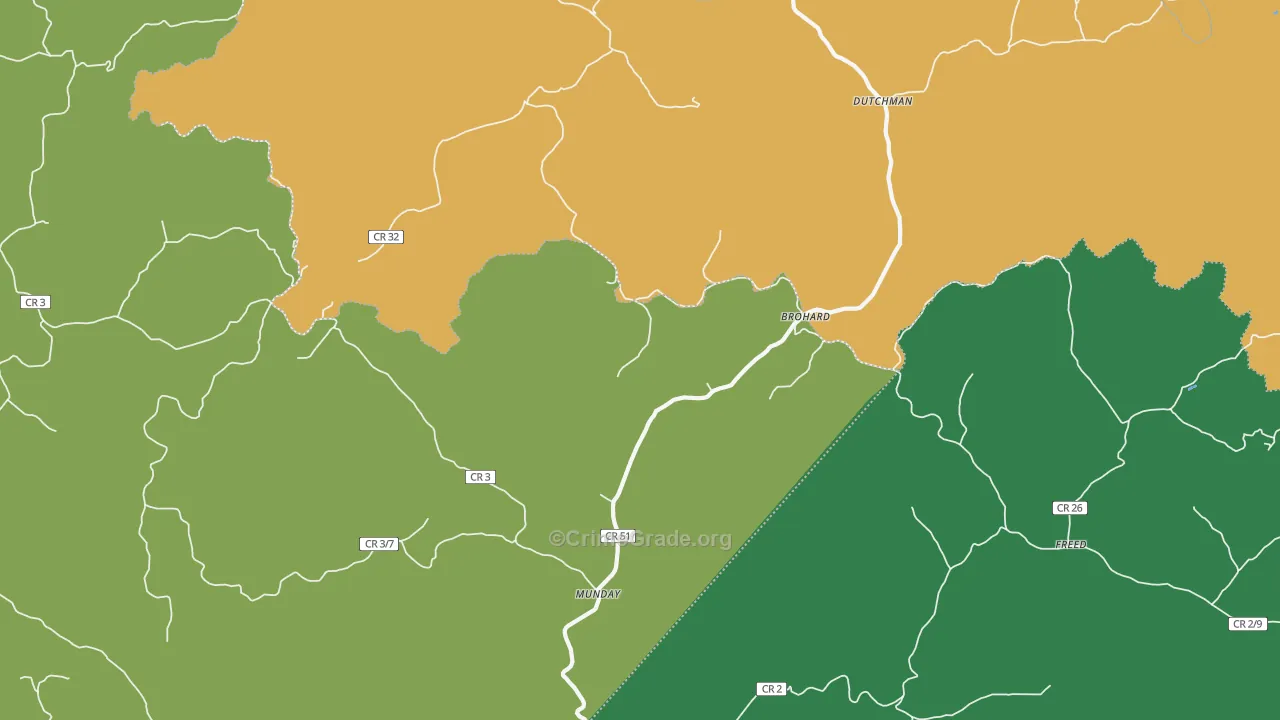 Brohard, WV Map of Theft Rates