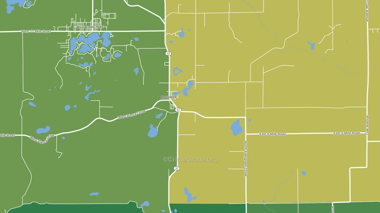 Brohman, MI Map of Theft Rates