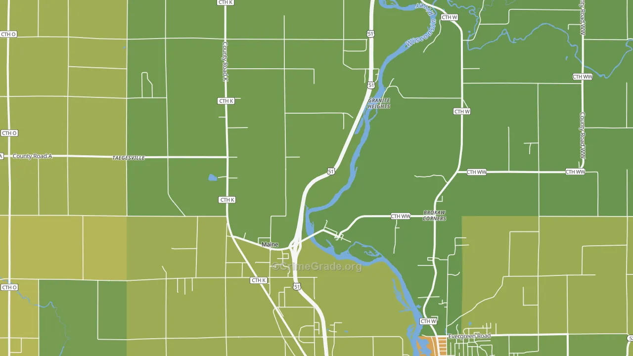 Brokaw, WI Map of Theft Rates
