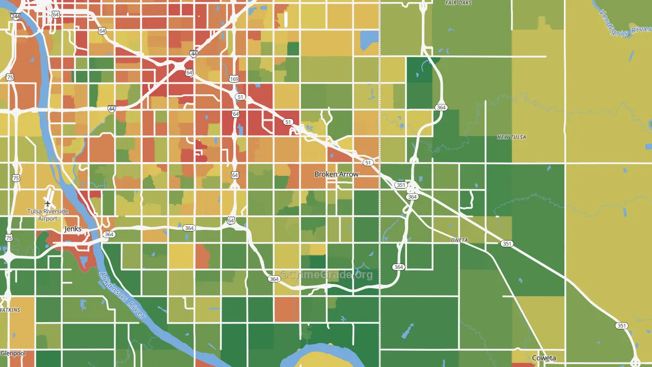 Broken Arrow, OK Map of Theft Rates