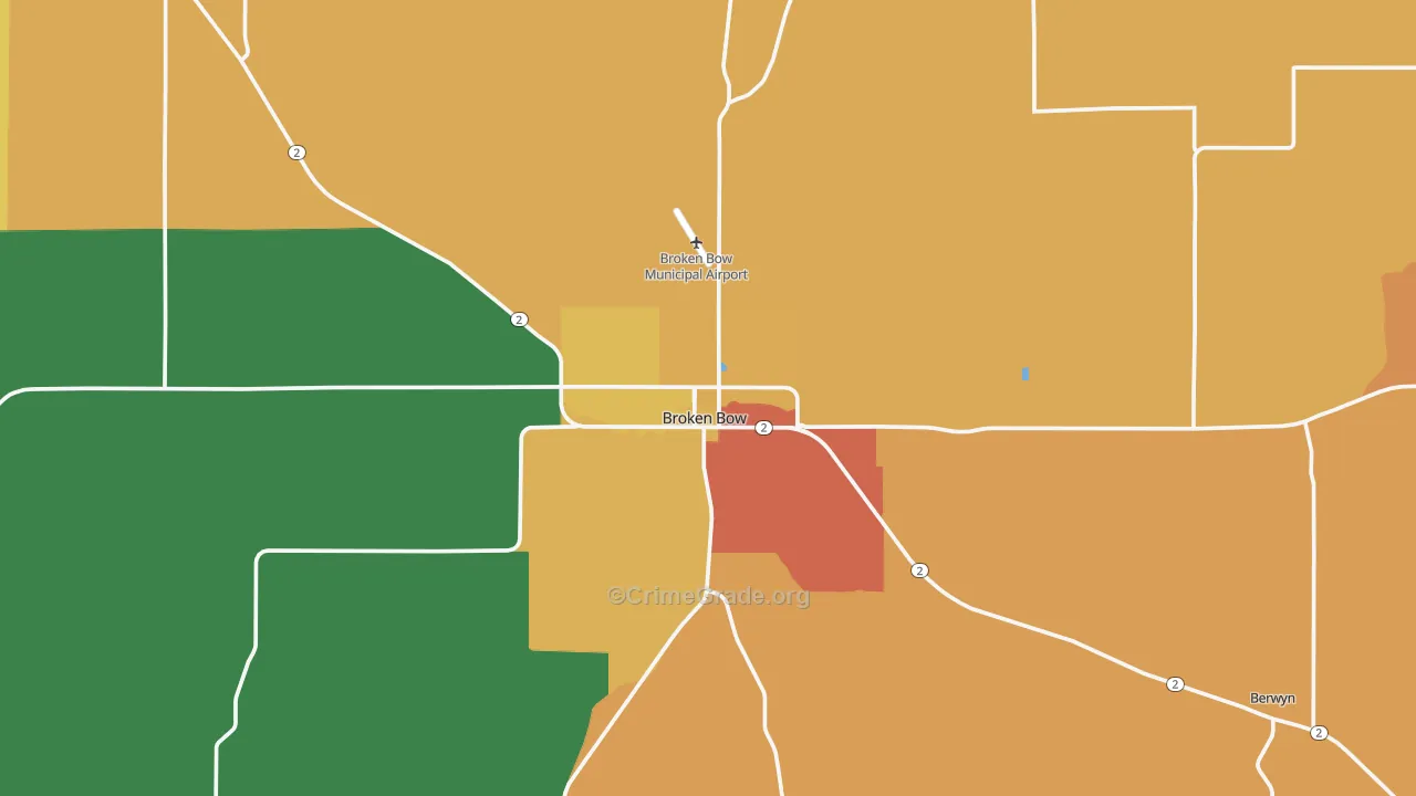 Broken Bow, NE Map of Theft Rates