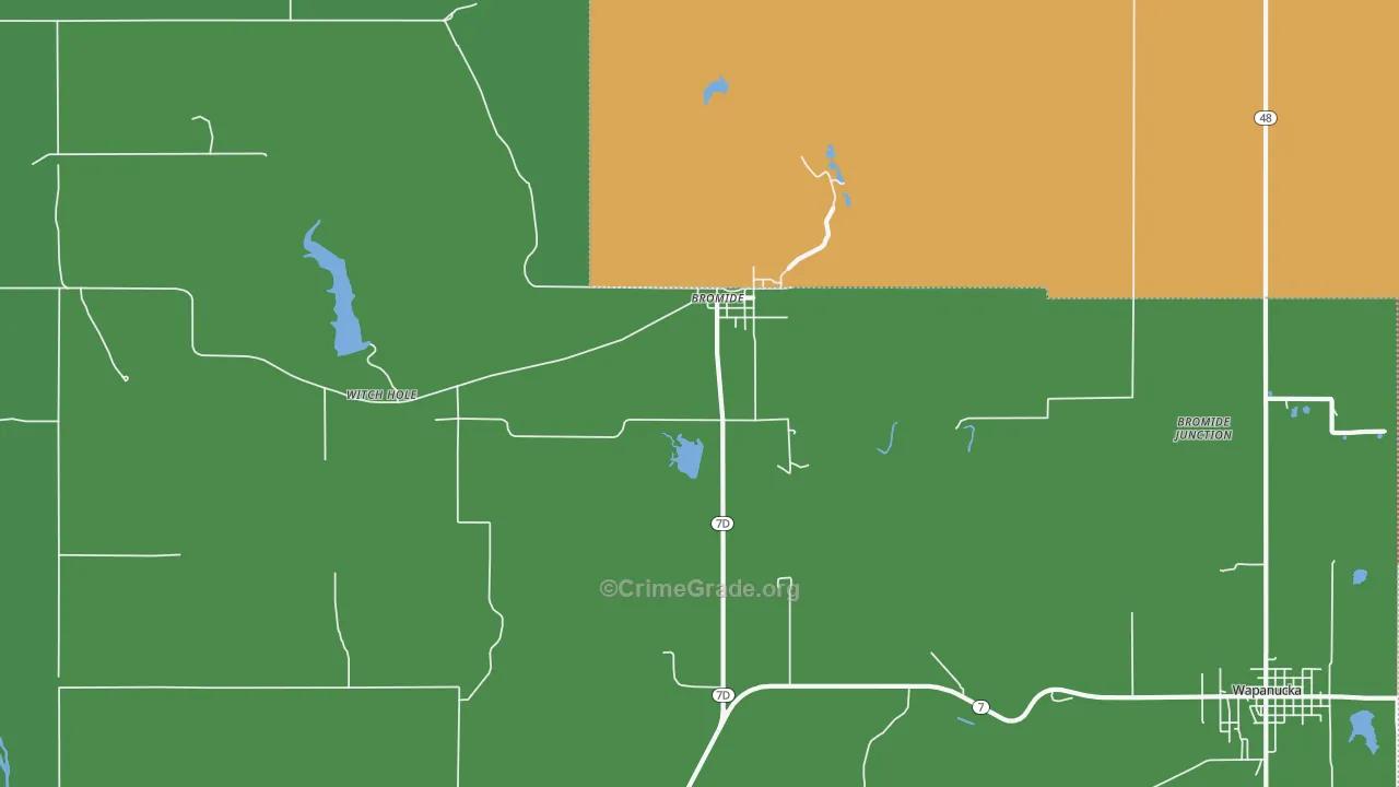 Bromide, OK Map of Theft Rates